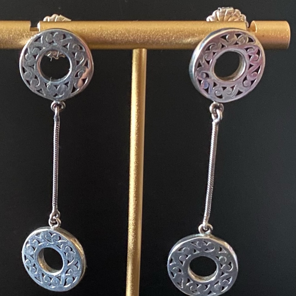 Lois Hill Sterling Silver Disc Dangle Earrings